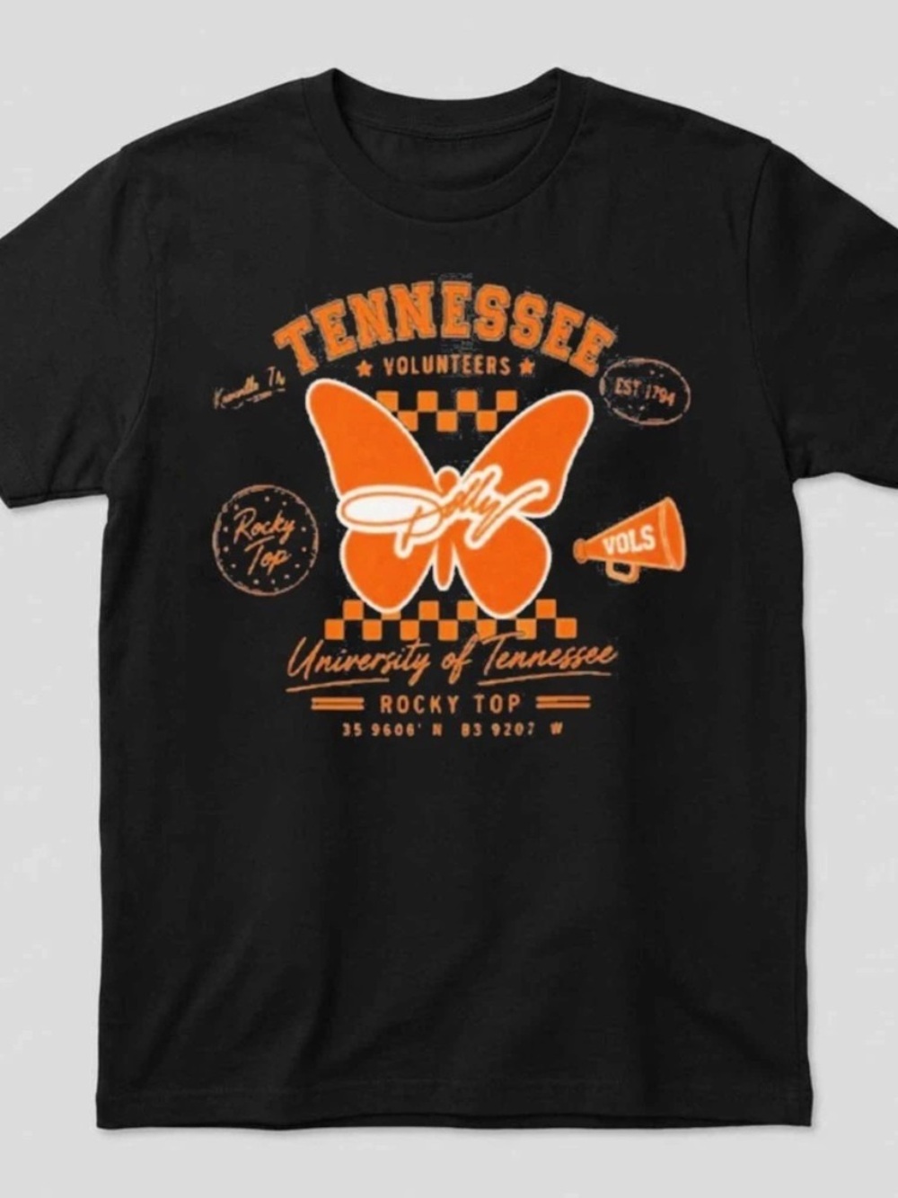 Tennessee Volunteers Butterfly Graphic Tee, University of Tennessee, Gildan Tee